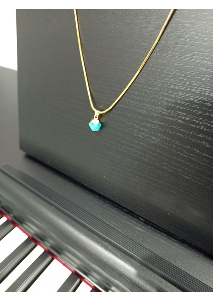 Doğal Taş Yeşil Kalsedon Kolye indirimleri