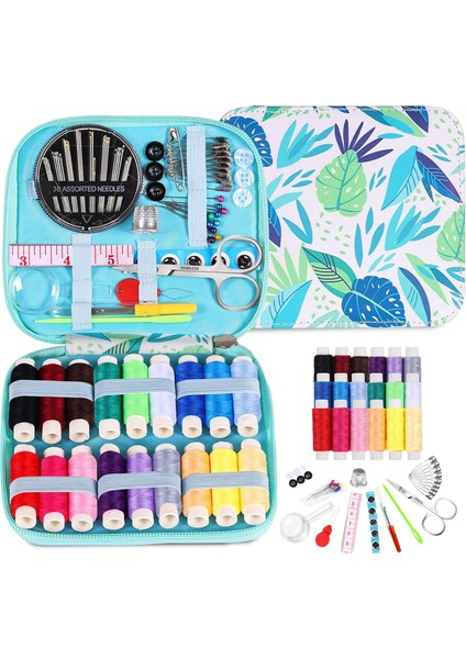 Dikiş Seti - Fermuarlı Seyahat- Yolculuk Için Taşınabilir Çeyiz Dikiş Kutusu
