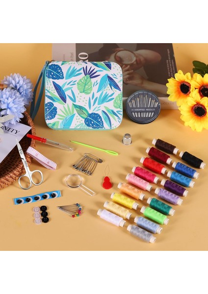 Dikiş Seti - Fermuarlı Seyahat- Yolculuk Için Taşınabilir Çeyiz Dikiş Kutusu fırsatları