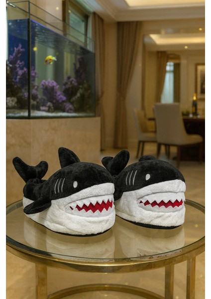 Unisex Köpek Balığı Fiğürlü Ev Içi Ayakkabı Ev Botu Panduf