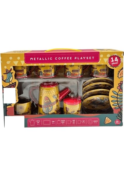 14 Parça Oyuncak Metal Çay Seti modelleri