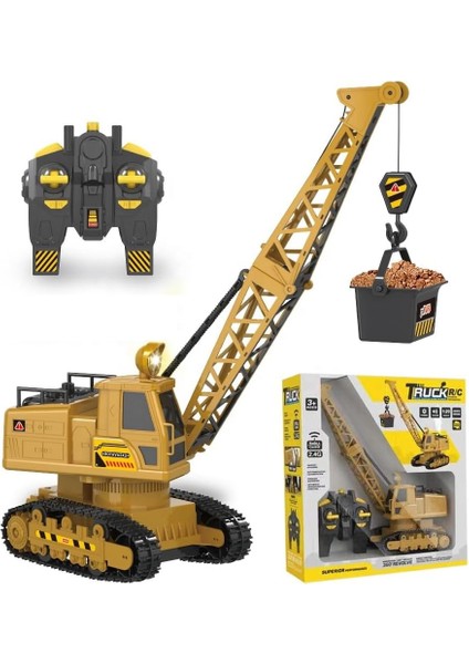 Şarjlı Işıklı Sesli Kumandalı Duman Atan 1:20 Ölçek Oyuncak Vinç