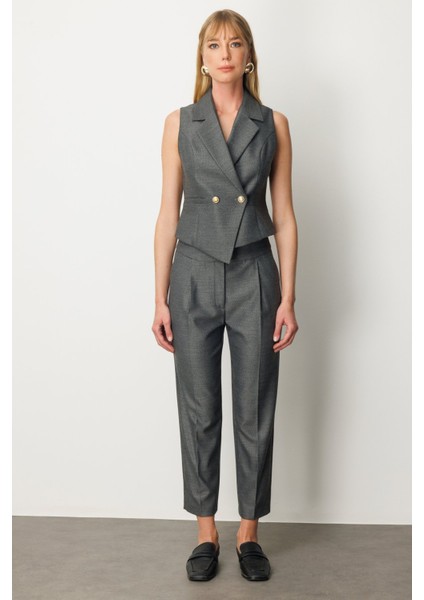 Kadın Yüksek Bel Dar Paça Pantolon 5055 Antrasit