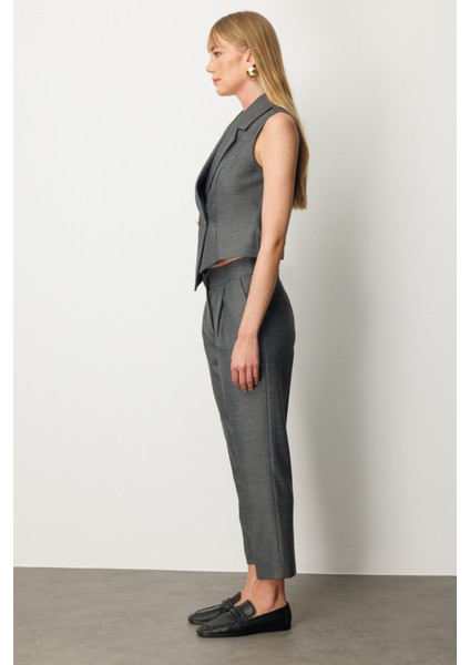 Kadın Yüksek Bel Dar Paça Pantolon 5055 Antrasit fiyatları