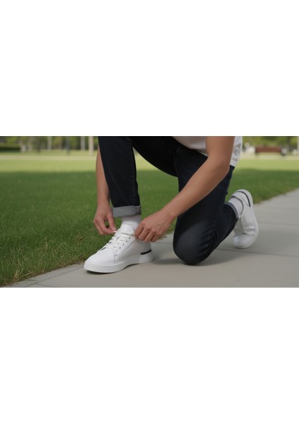 GR0437 Hakiki Deri Hafif Yüksek Eva Taban Koku Yapmaz Bağcıklı Beyaz Erkek Sneaker Ayakkabı fiyatları