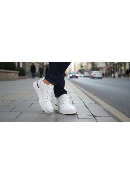 GR0437 Hakiki Deri Hafif Yüksek Eva Taban Koku Yapmaz Bağcıklı Beyaz Erkek Sneaker Ayakkabı modelleri