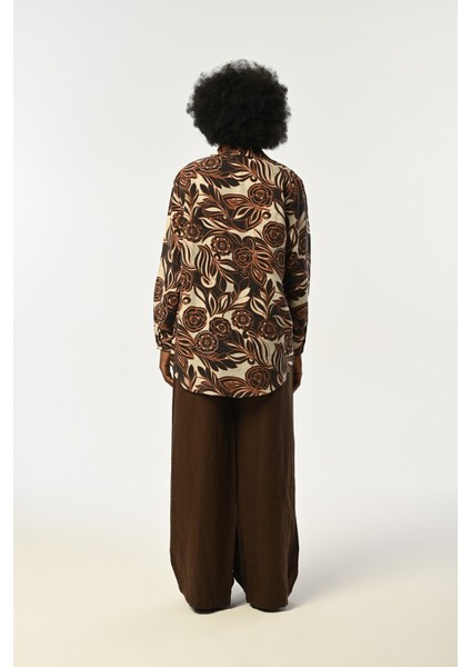 Kadın Çiçek Desenli Oversize Kesim Gömlek fırsatları