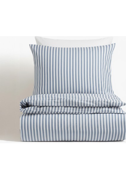 Natural Ranforce Mavi Çizgili Çift Kişilik Nevresim Takımı %100 Organik Pamuk indirimleri