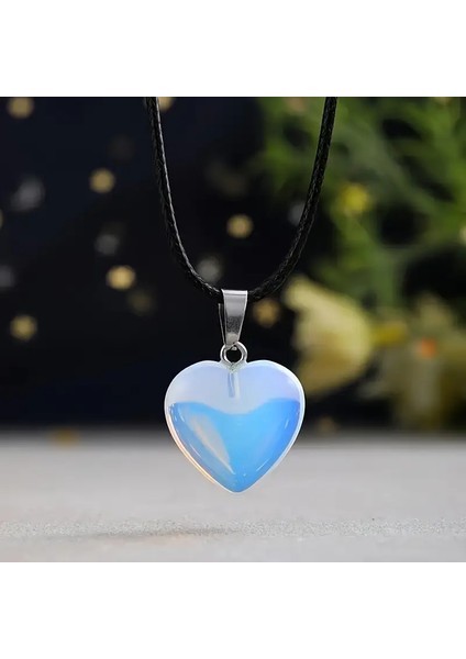 Sara opal taşı kadın kolye doğal taş kalpli gümüş kolye fiyatları