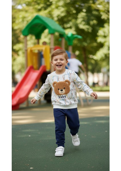 Erkek Bebek Pofuduk Ayıcık Desenli Pamuklu Alt Üst Takım modelleri