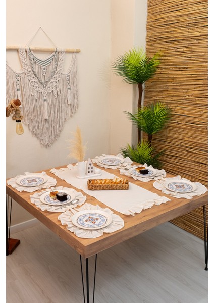 Lira | 7 Parça Fırfırlı Sofra Sunum Seti 40 x 150