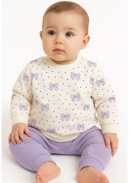 Kız Çocuk Kurdele Desenli Pamuklu 2'li Pijama Takımı modelleri