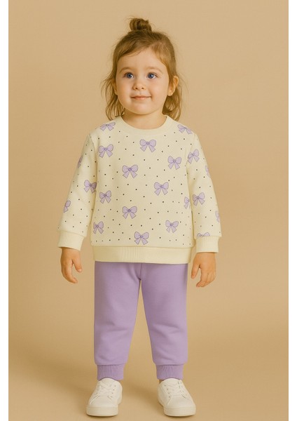 Kız Çocuk Kurdele Desenli Pamuklu 2'li Pijama Takımı fırsatları