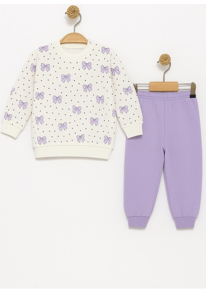 Kız Çocuk Kurdele Desenli Pamuklu 2'li Pijama Takımı indirimleri