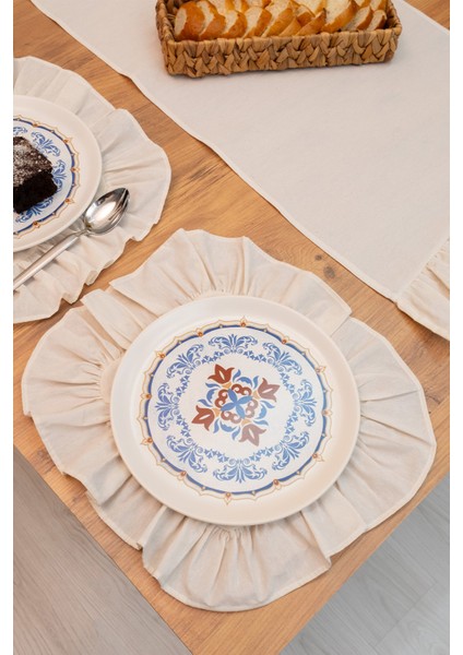 Lira | 7 Parça Fırfırlı Sofra Sunum Seti 40 x 150