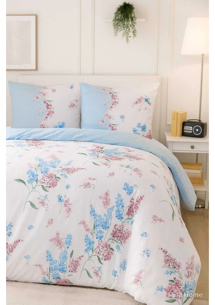 Çift Kişilik Pamuklu Nevresim Takımı Krizantem Desenli