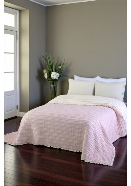 Lüks Multi Muslin %100 Pamuk Çift Kişillik Yatak Örtüsü 230X250 cm Battal Boy 2 Yastıklı