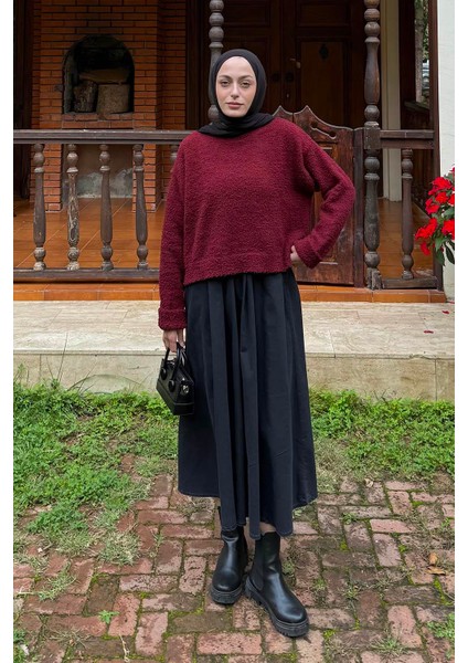 Çizgili Balıkçı Kazak Bordo