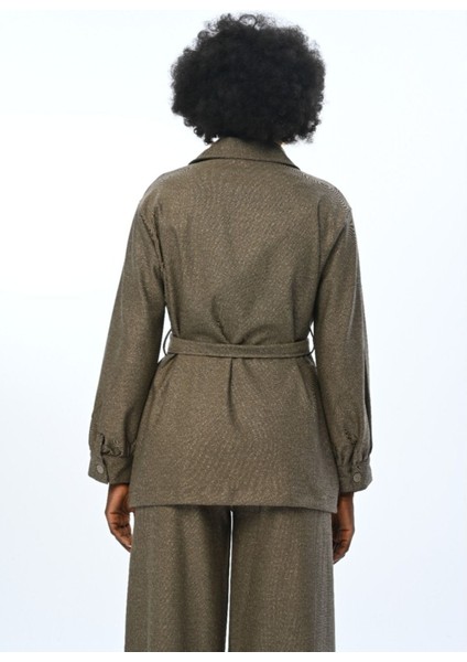 Kadın Çift Cepli Simli Kuşaklı Gömlek fırsatları