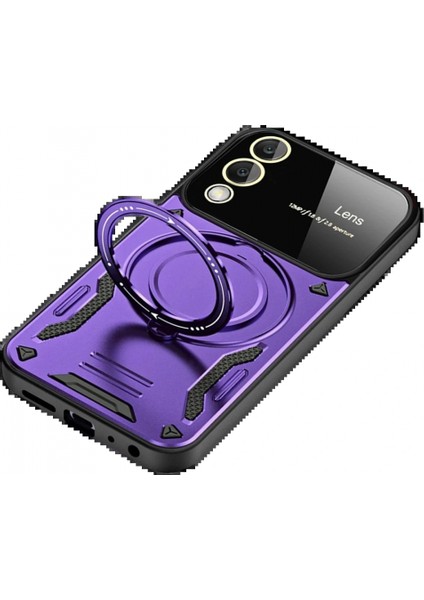 Samsung Galaxy S25 Edge Kılıf Joy Lens Standlı Kapak - Mor modelleri