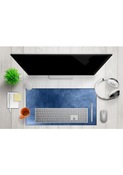 Dekoratif Mouse Pad, 7mm Kalınlık, Kaygansız Taban, Leke Tutmaz, Su Geçirmez, Ofis Aksesuarı (Lacivert, 40X80CM)