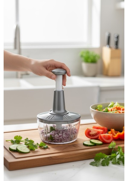 3 Bıçaklı Solingen Paslanmaz Çelik Bıçaklı Basmalı El Rondosu Bas Kes Manuel Sebze Doğrayıcı