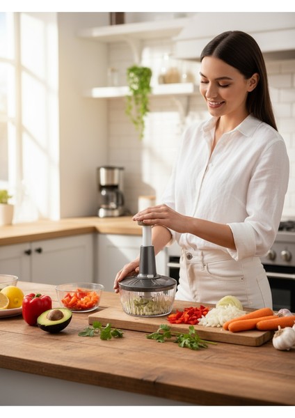 3 Bıçaklı Solingen Paslanmaz Çelik Bıçaklı Basmalı El Rondosu Bas Kes Manuel Sebze Doğrayıcı fiyatları