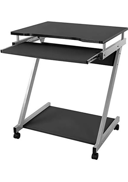 Çalışma Masası, 2&apos;si Frenli Toplam 4 Tekerlekli Bilgisayar Masası, Pc Masası, Pürüzsüz Klavye Çekmecesi, Montaj, Yerden Tasarruflu Z-Şekilli Pc Masası, Siyah, LCD811B fiyatları