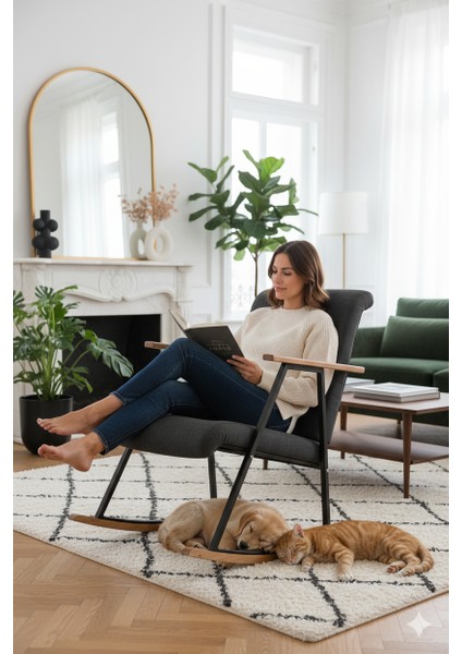 Sallanan Koltuk | Sallanır Tv Koltuğu | Dinlenme & Rahatlama Sandalyesi | Ahşap Detaylı