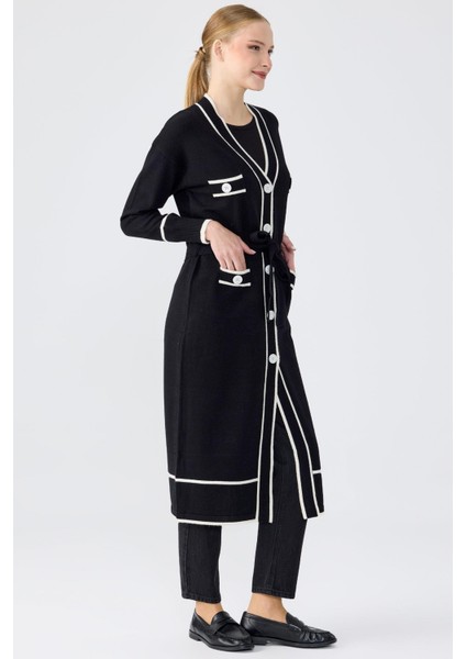 22008 Çizgili Pat Detaylı Triko Hırka modelleri