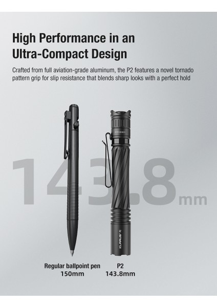 P2 1000 Lümen Kalem Tipi Edc Taktik Fener