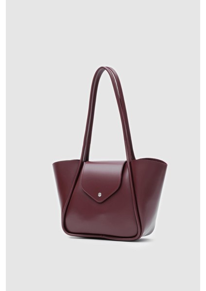 Jolin Omuz Çantası Bordo Mat Deri Makyaj Çantalı