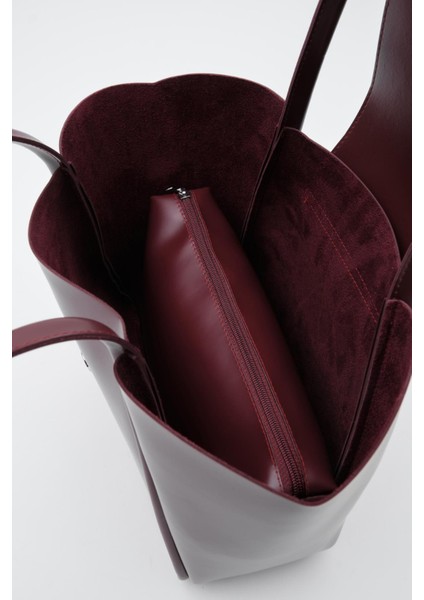 Jolin Omuz Çantası Bordo Mat Deri Makyaj Çantalı fiyatları