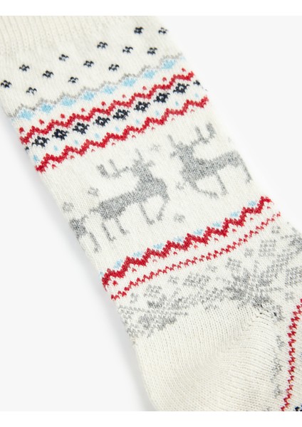 Yılbaşı Temalı Koyun Yünlü Soket Havlu Çorap modelleri