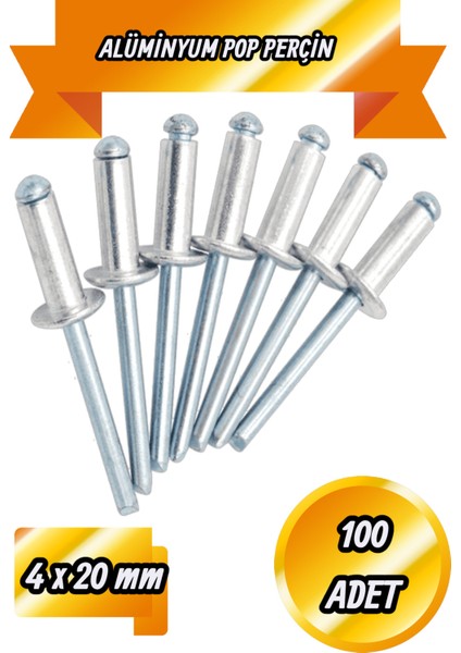 4X20 Pop Perçin Alüminyum Pop Perçim 100 Adet