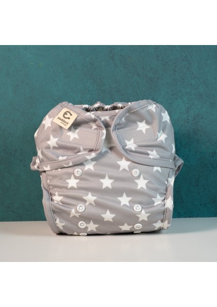 Tabii'm Yıkanabilir Bebek Bezi Dış Bez - Tek Beden Sızdırmaz Cover Gri Yıldızlar