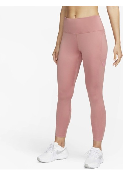 Dri-Fit Fast Mid-Rise Swoosh Hbr Graphic 7/8 Running Kadın Tayt