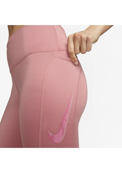 Dri-Fit Fast Mid-Rise Swoosh Hbr Graphic 7/8 Running Kadın Tayt modelleri