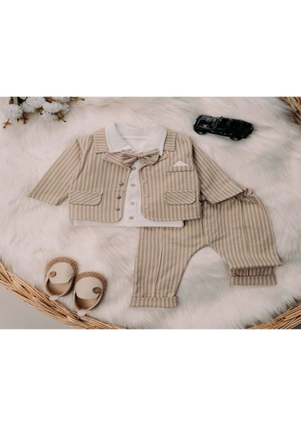 Mini Pakel 3-12 Aylık Erkek Ceketli Üçlü TAKIM-1363300 - Açık Kahve