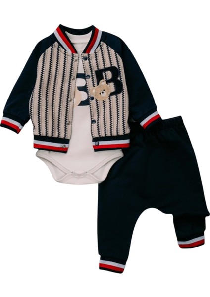 Mini Pakel 3-9 Aylık Erkek Kolej Ceketli Üçlü TAKIM-1380270 - Lacivert