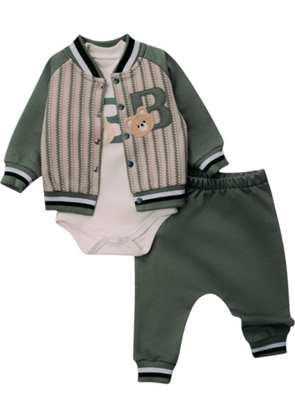 Mini Pakel 3-9 Aylık Erkek Kolej Ceketli Üçlü TAKIM-1380270 - Yeşil