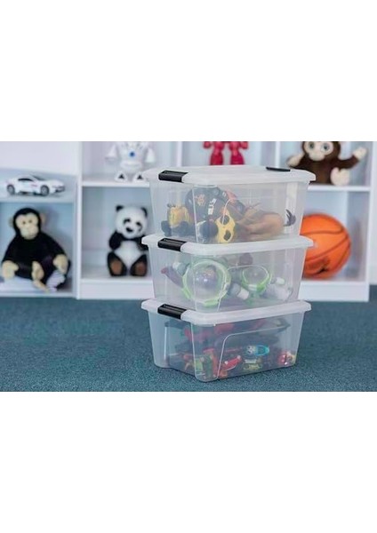 Ohyama Kutu, Plastik Saklama Düzenleyici, 6'lı Paket, 6 x 15 L, Sabit, Klipsler, Istiflenebilir, Çok Amaçlı, Oturma Odası, Yatak Odası, Ofis, Kulübe - Ddntb-15 - Şeffaf modelleri