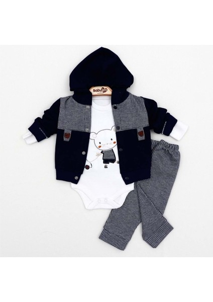 Babyim 2041 3-6-9 Erkek Ayıcıklı Hırkalı Bebek Takım - Siyah