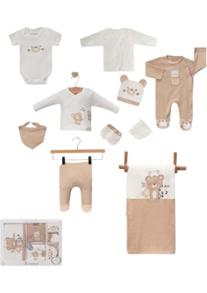 Cayzen Waffle Ayıcık Nakışlı 10 Parça Hastane Çıkışı 3002635 - Açık Kahve