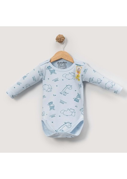 Babytoo 1-3 Yaş Bebek Uzun Kollu Çıtçıtlı Badi SAFARI-70830160 - Mavi