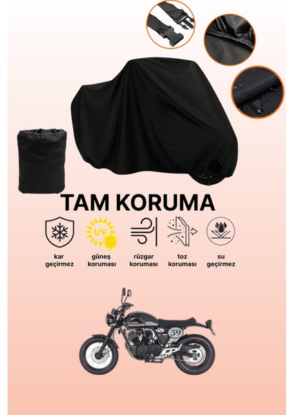 Siyah Mondial 250I Buccaneer Uyumlu Motor Branda, Koruyucu Örtü, Motosiklet Brandası