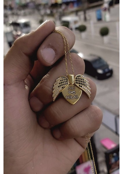 925 Ayar Gümüş 24 Ayar Altın Kaplama Açılır Kapanır Kanatlı Kolye