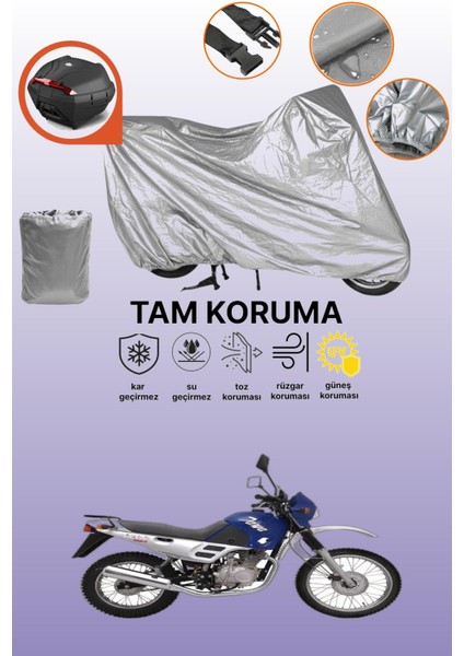 Gri Arka Çanta Uyumlu Jawa 125 Sport Uyumlu Motor Brandası, Koruyucu Örtü