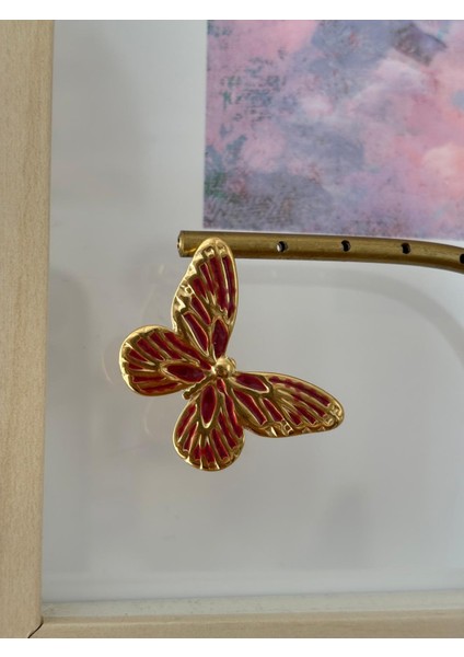 Kelebek Model Bordo Renk Vip Gold Çelik Küpe fiyatları