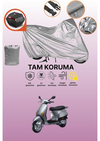 Gri Arka Çanta Uyumlu Piaggio Fly 150 Uyumlu Motor Brandası, Koruyucu Örtü